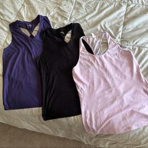Lot of 3 tops - 2 XS Old Navy (purple/blk) and 1 M Under Armor (lt purple)🏃‍♀️